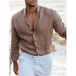 Men's Solid Color Shirt - Elegant Cozy Summer Wear for Men